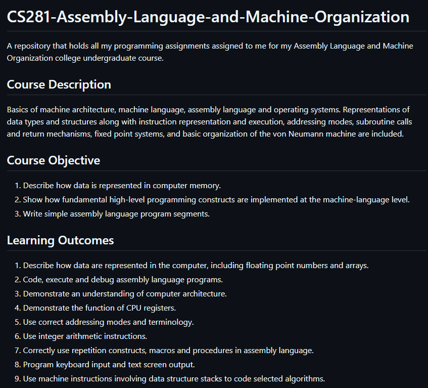 Assembly Language and Machine Organization screenshot