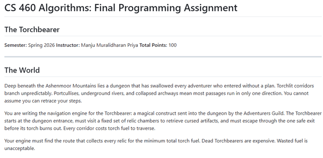 The Torchbearer: Algorithm Exam screenshot